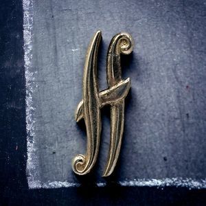 Letter H Pin Brooch Script Initial Vintage Cursive Pat Pend Estate Jewelry